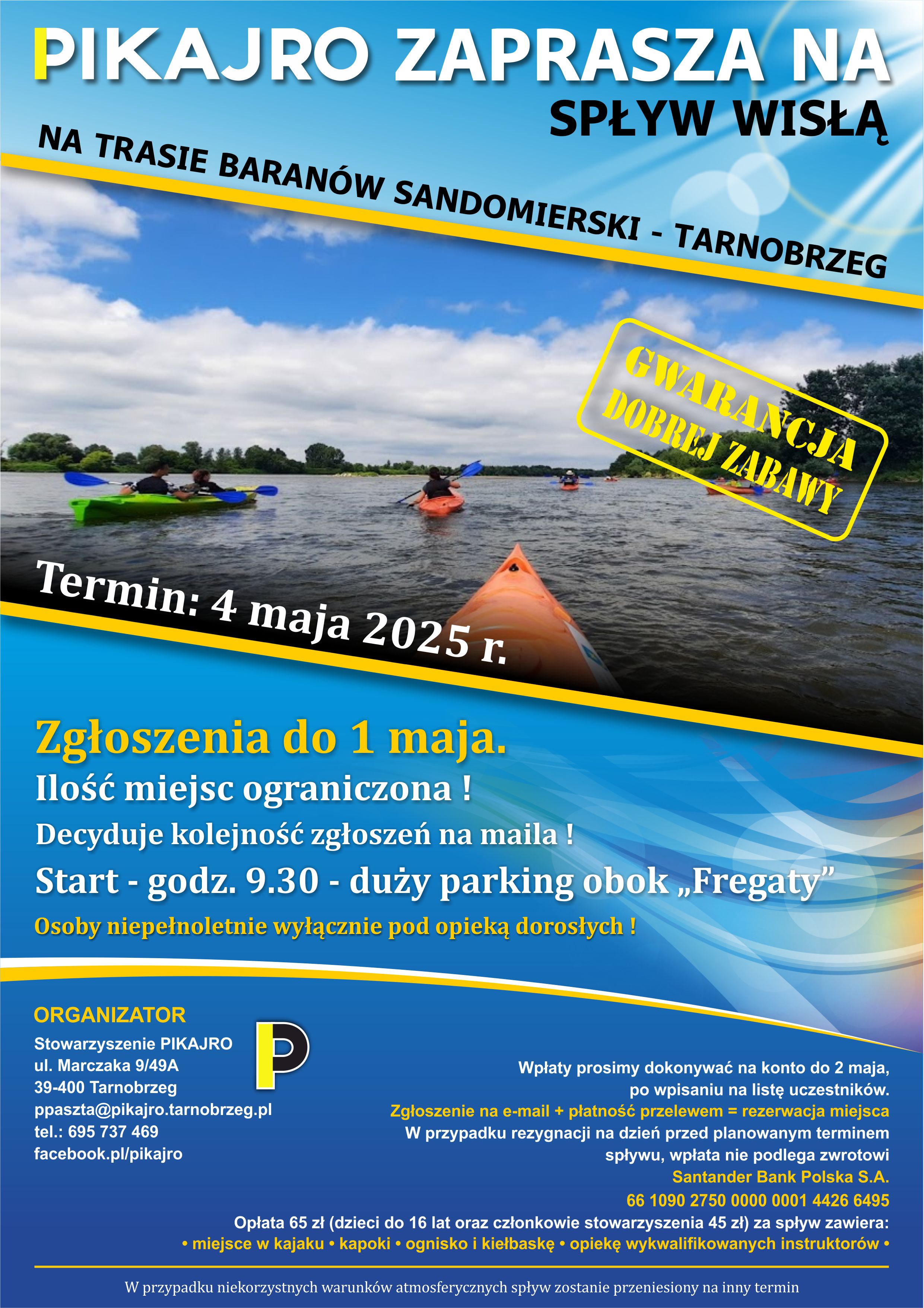 Stowarzyszenie PIKAJRO zaprasza na spływ Wisłą
